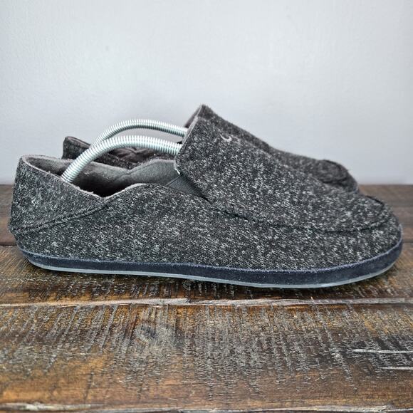Olukai Moloa Hulu Slipper Mens Size 11 Slip On Shoes Loafer Casual Black - Picture 1 of 11